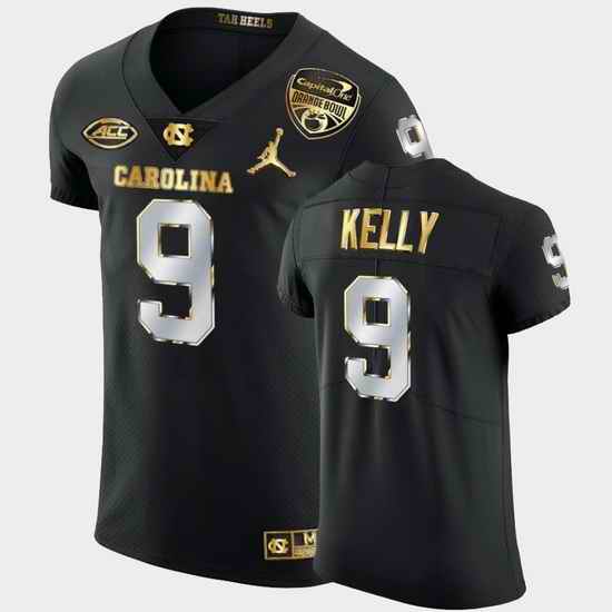 Men North Carolina Tar Heels Cam'Ron Kelly 2021 Orange Bowl Black Golden Edition Jersey